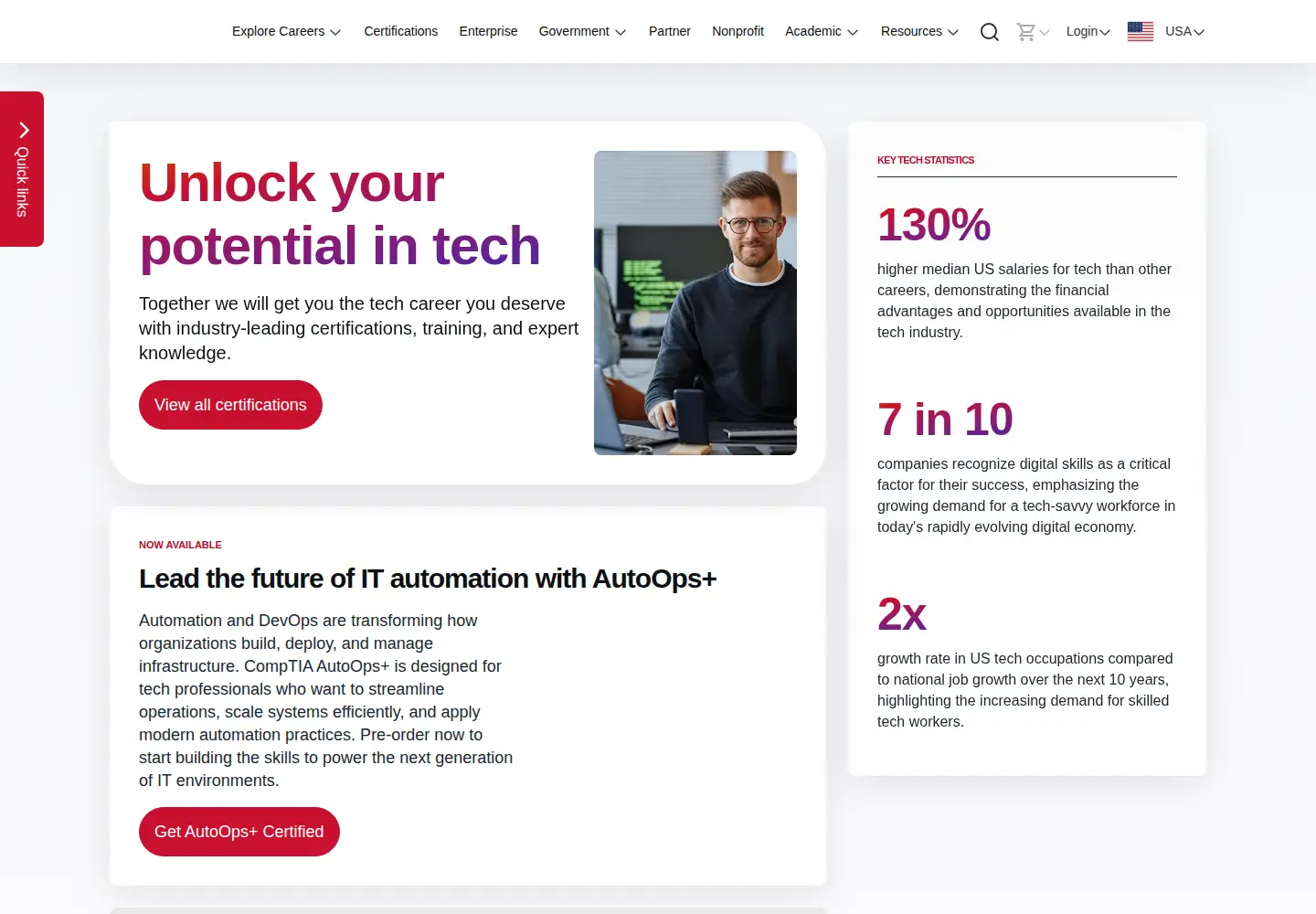 Screenshot of comptia.org
