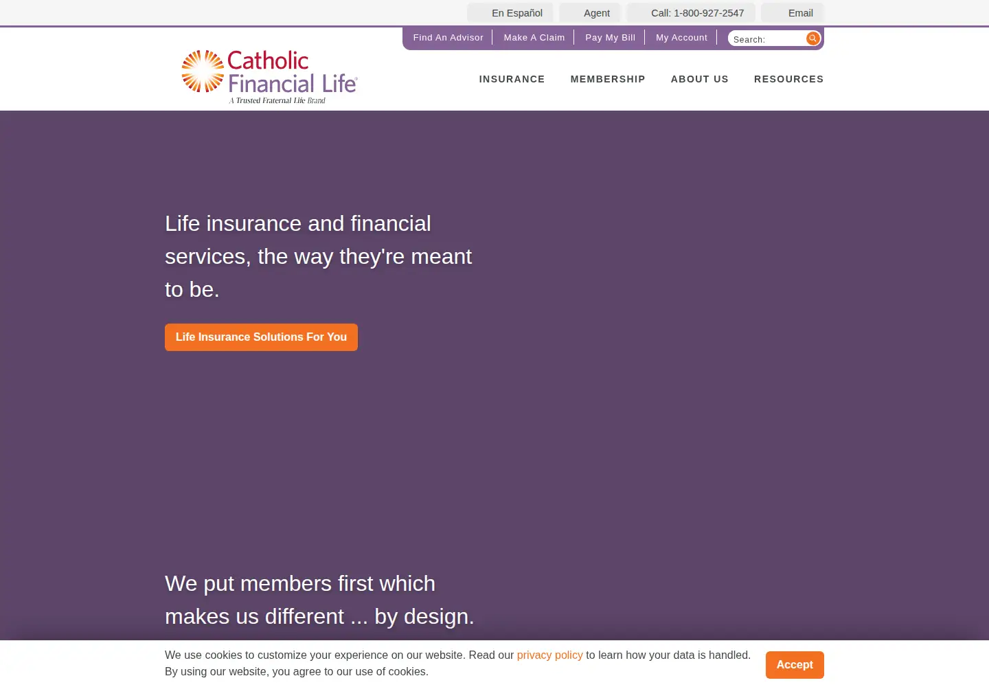 Captured homepage of catholicfinanciallife.org in the current scan