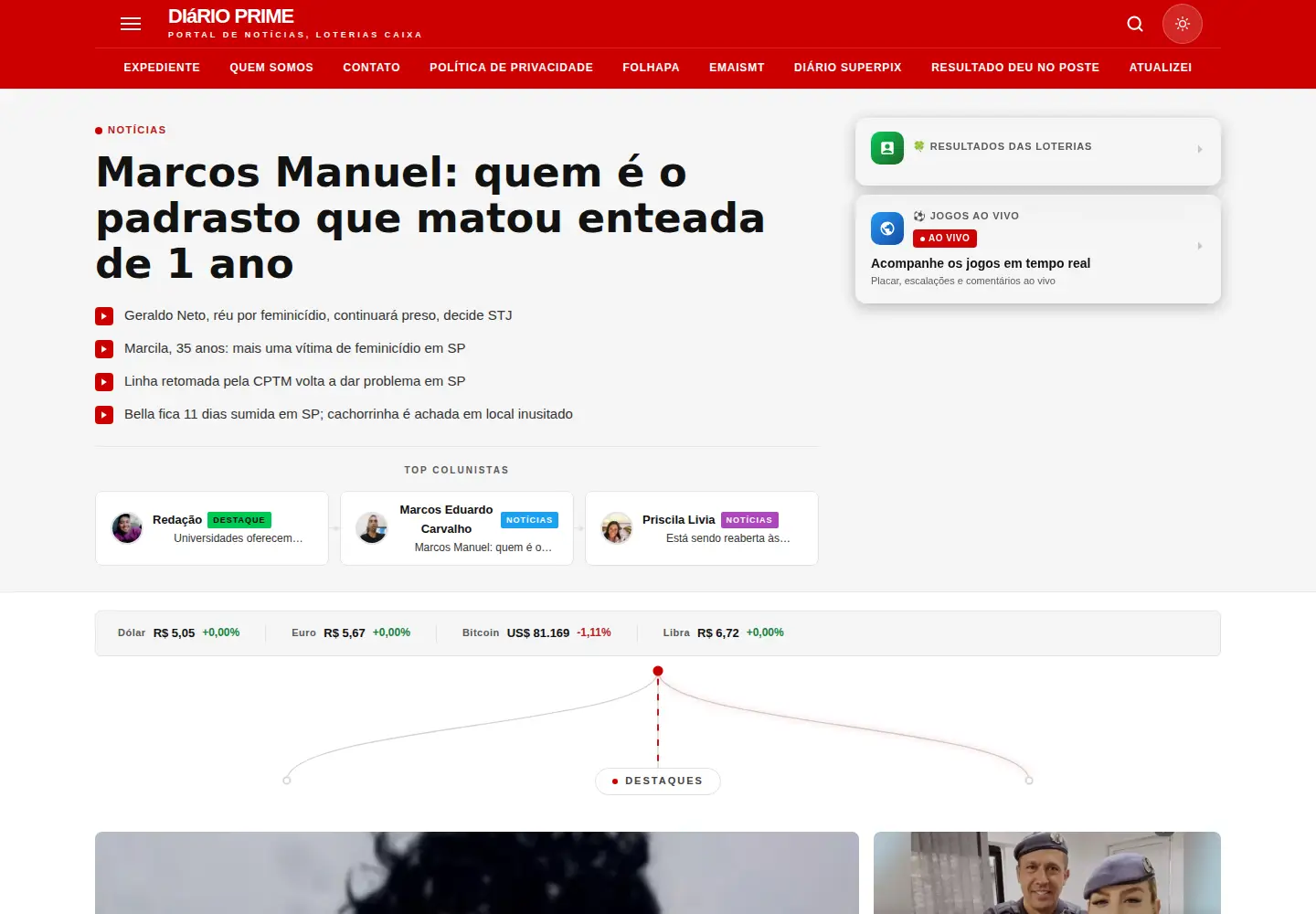 Screenshot of diarioprime.com.br