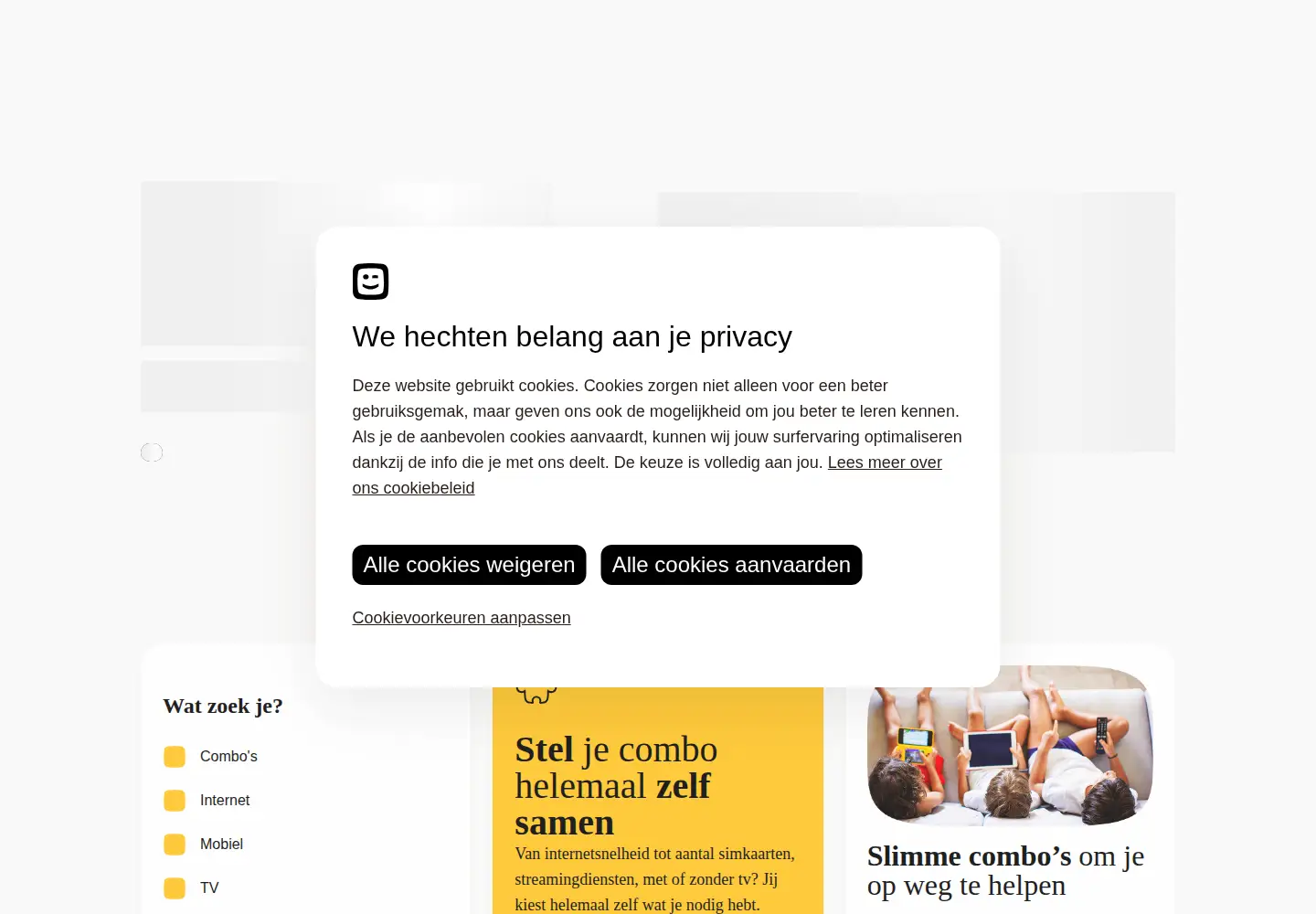 Screenshot of telenet.be