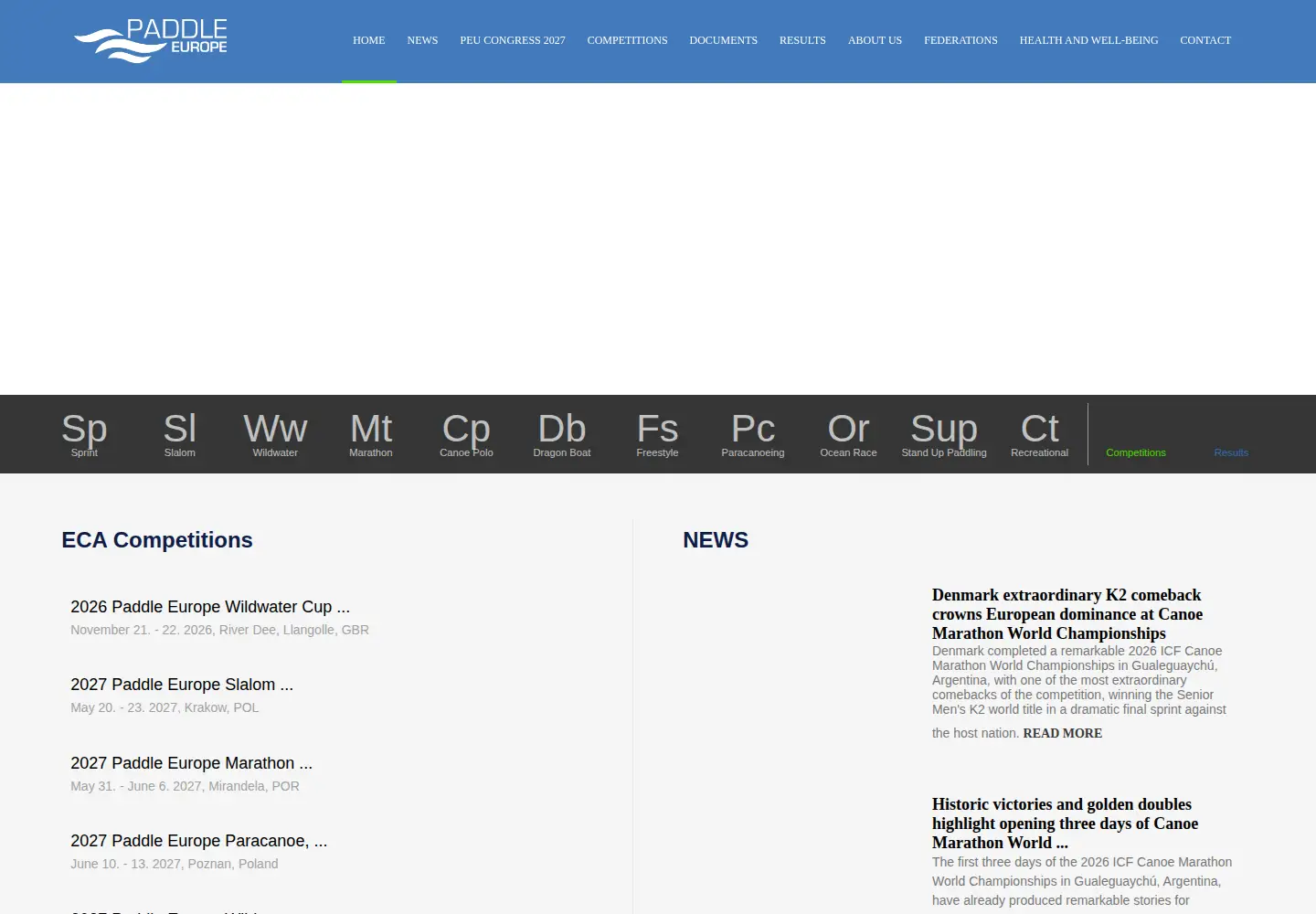 Screenshot of canoe-europe.org