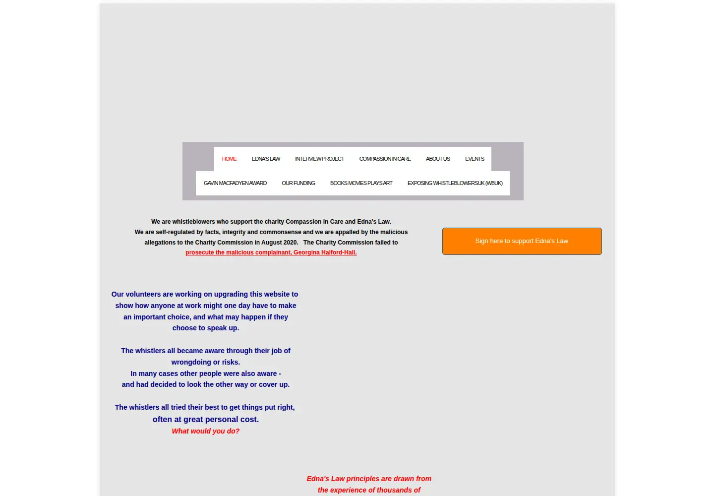 Captured homepage of thewhistler.org in the current scan