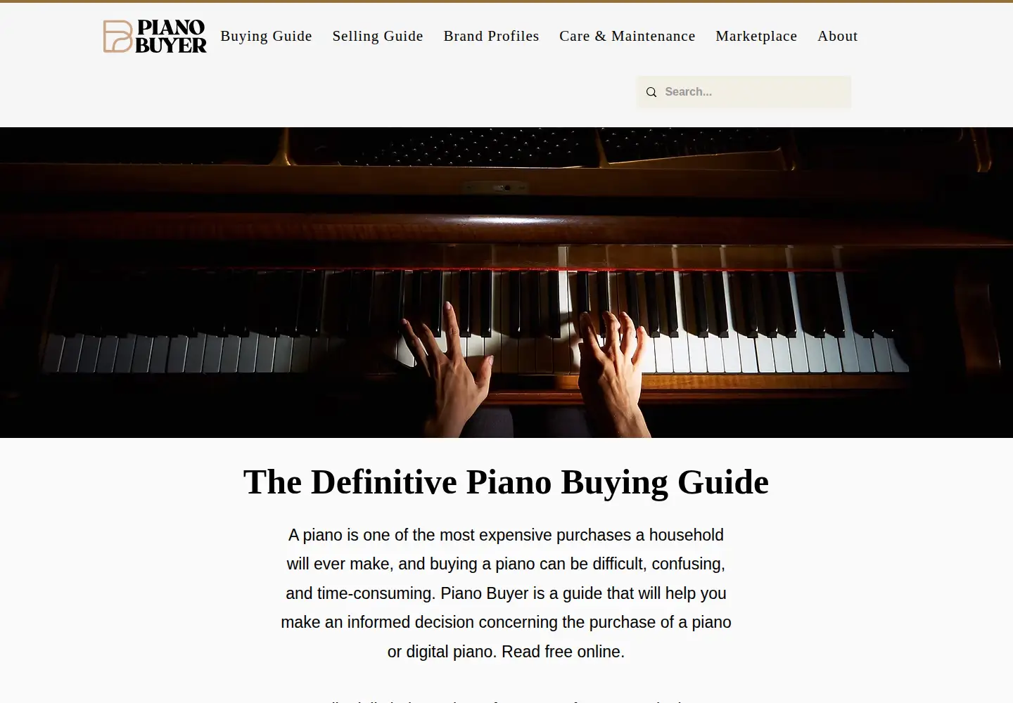 Screenshot of pianobuyer.com