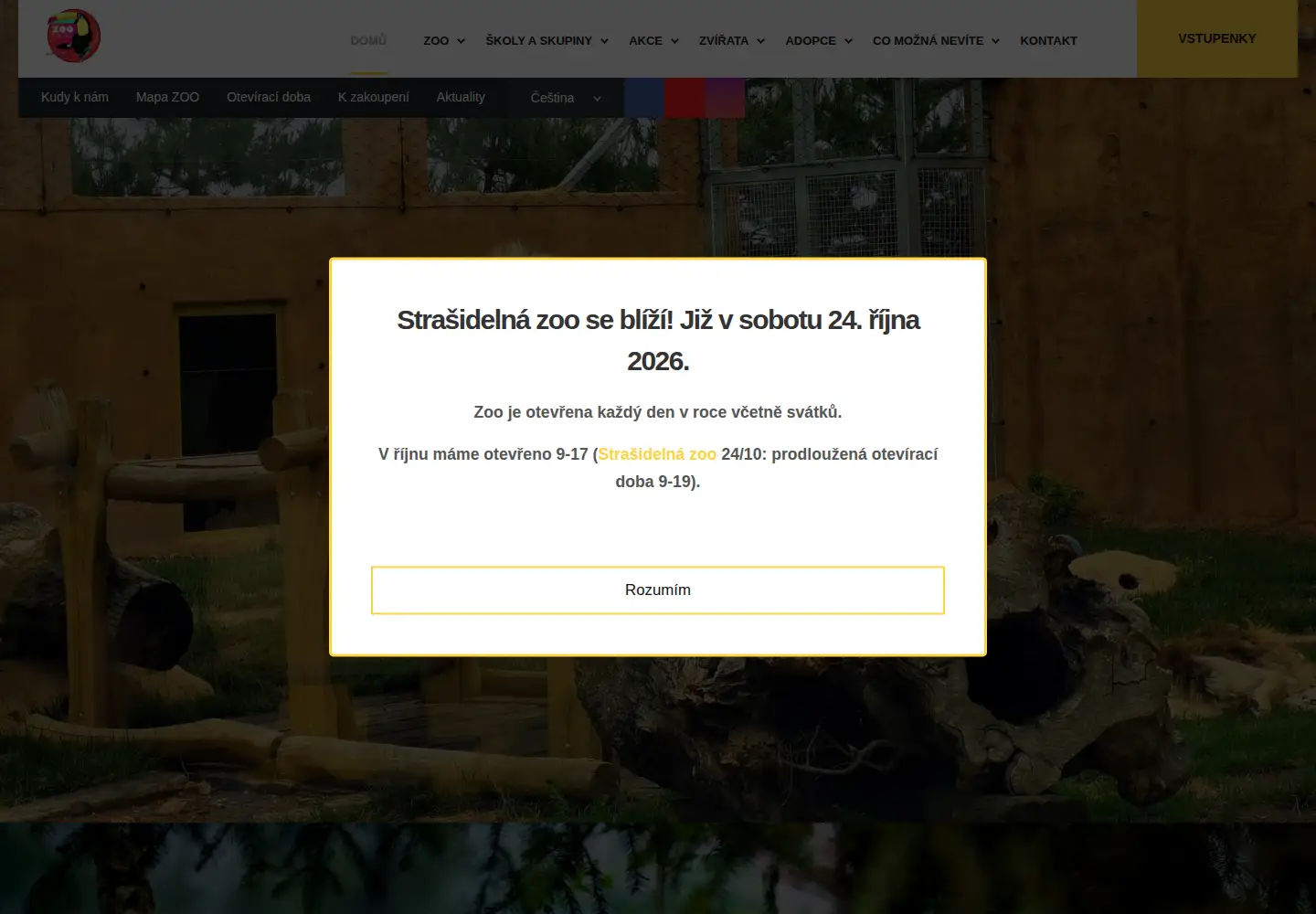 Captured homepage of zoochleby.cz in the current scan