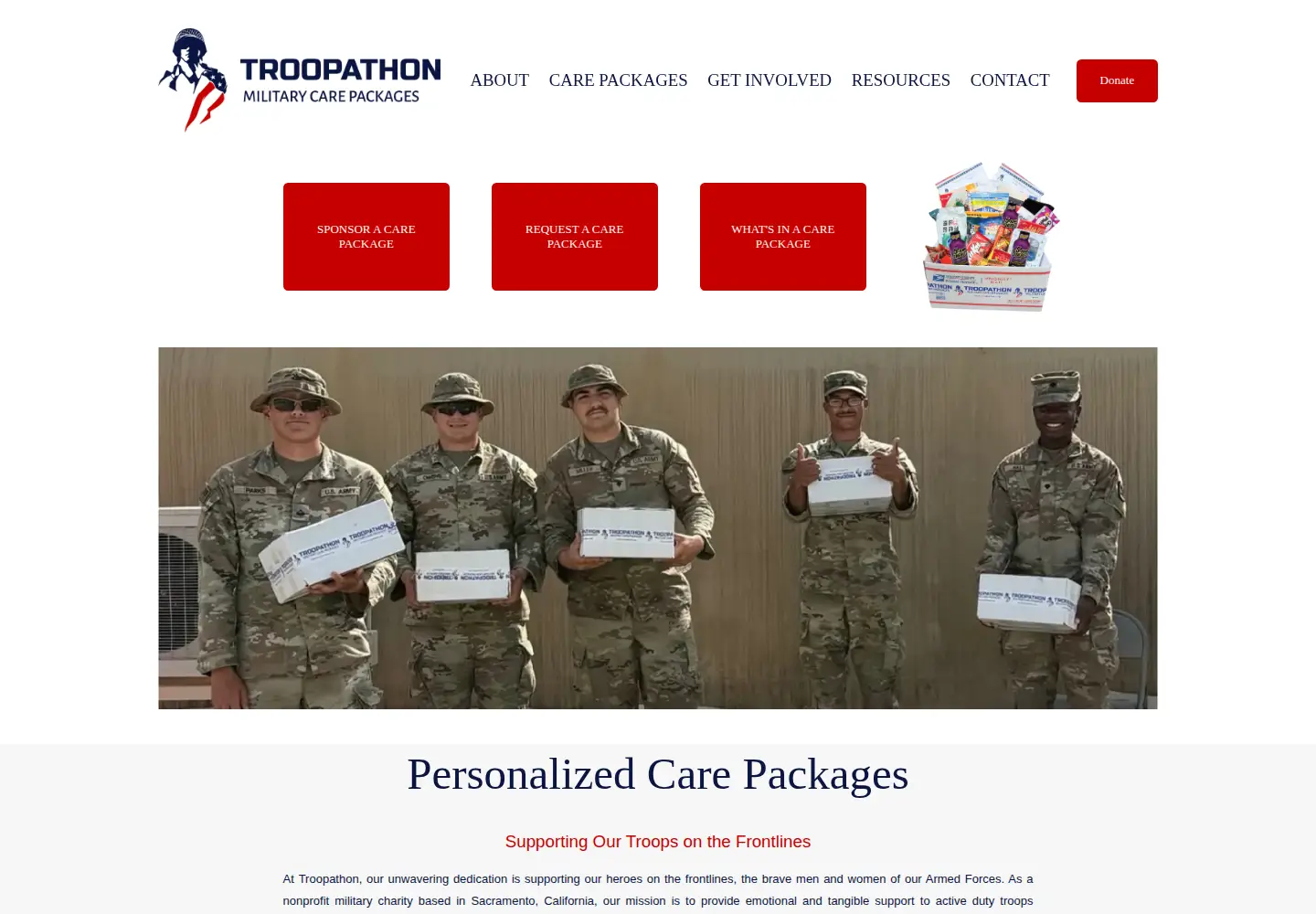 Captured homepage of troopathon.org in the current scan
