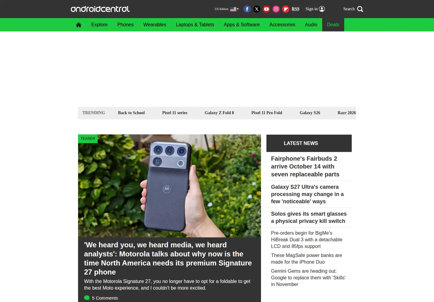Screenshot of androidcentral.com