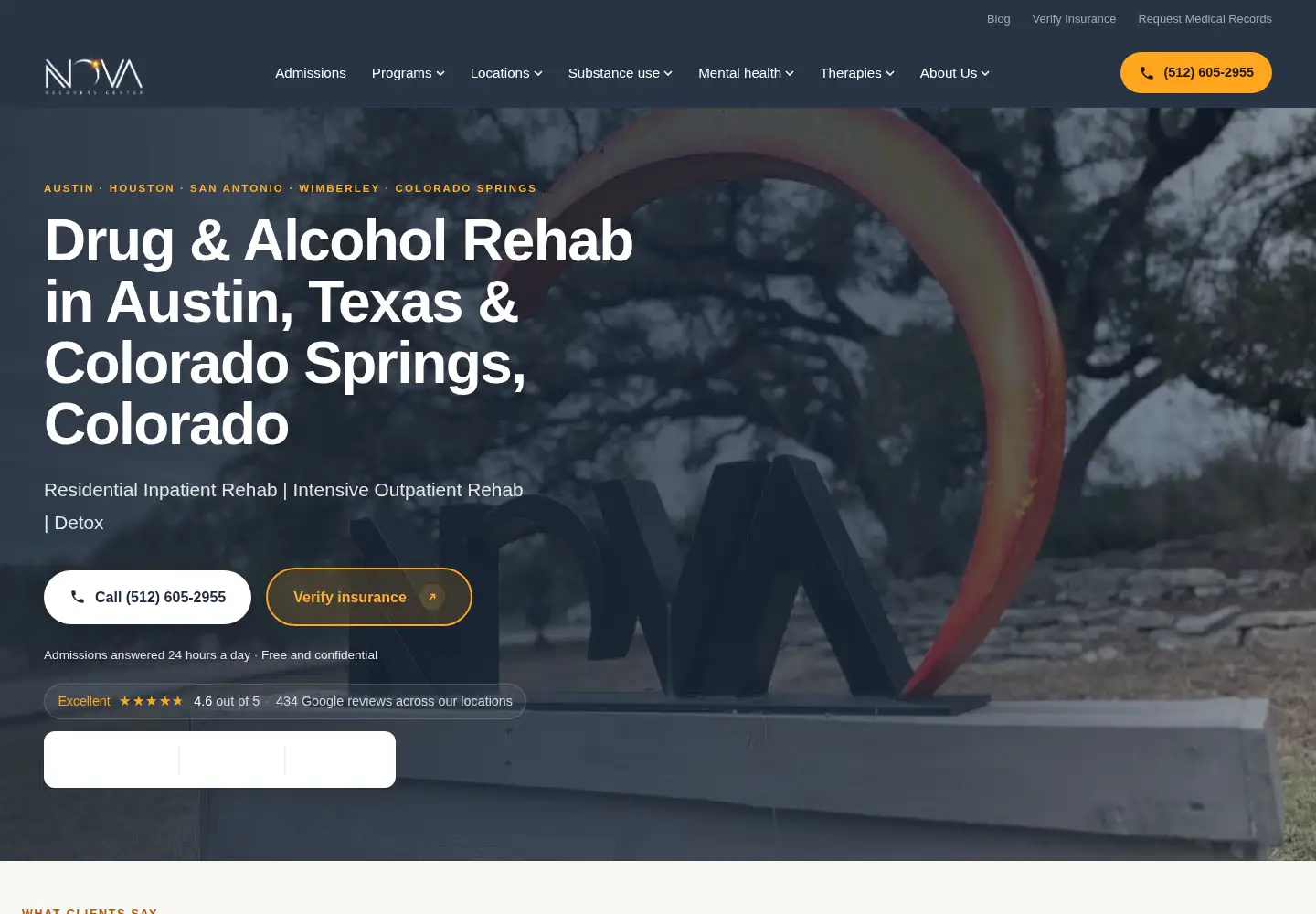 Screenshot of novarecoverycenter.com