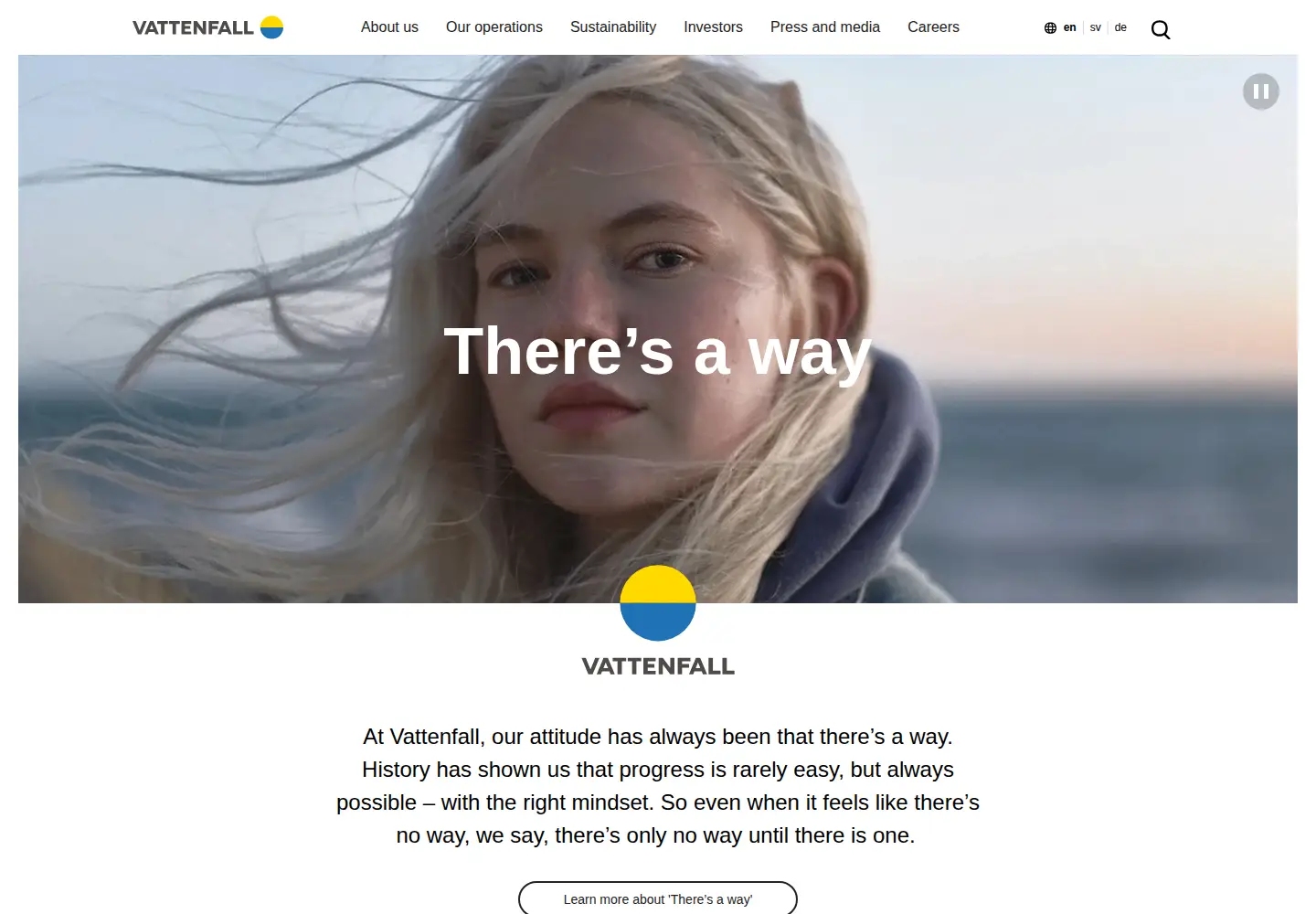 Screenshot of vattenfall.com