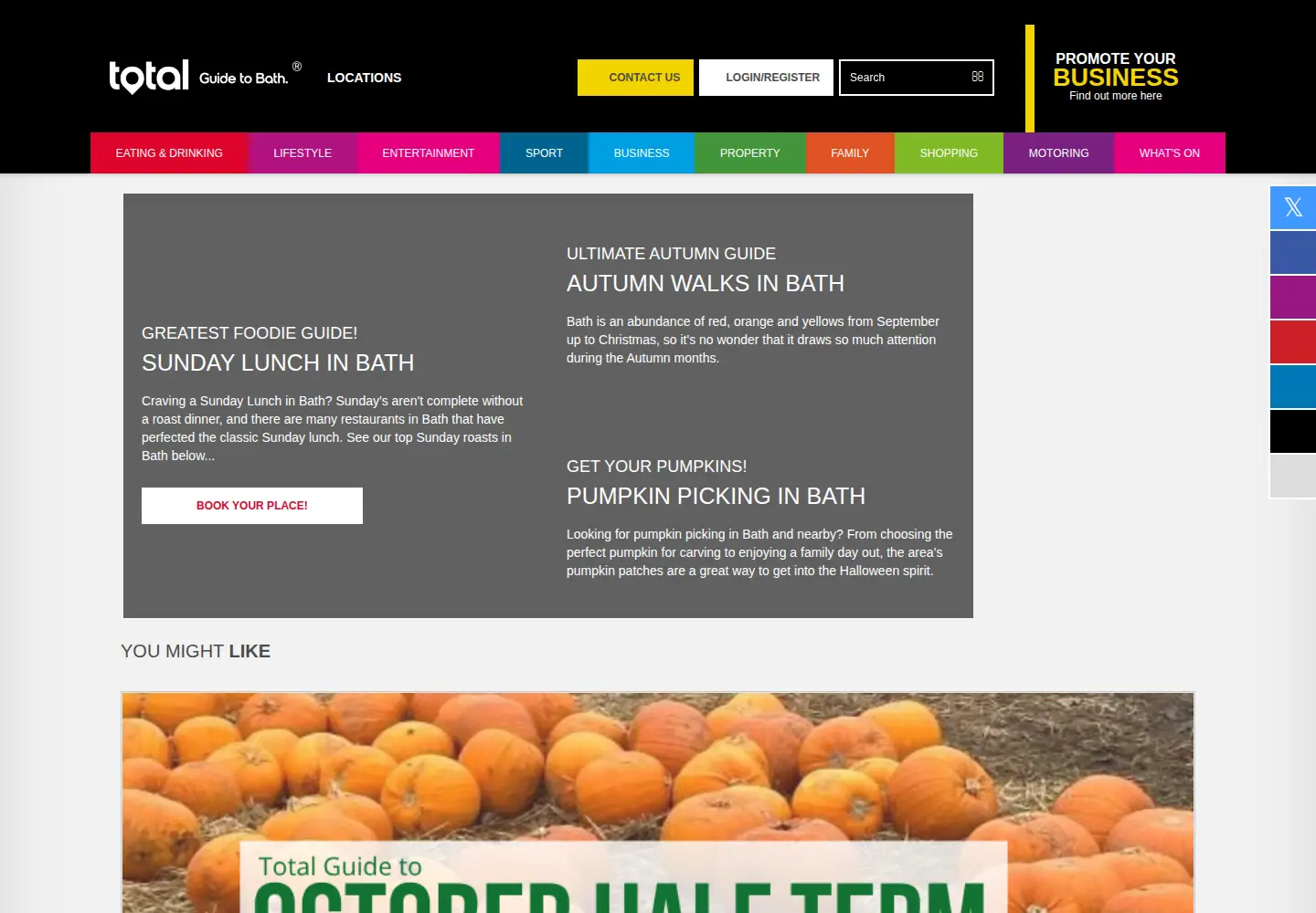 Screenshot of totalguidetobath.com