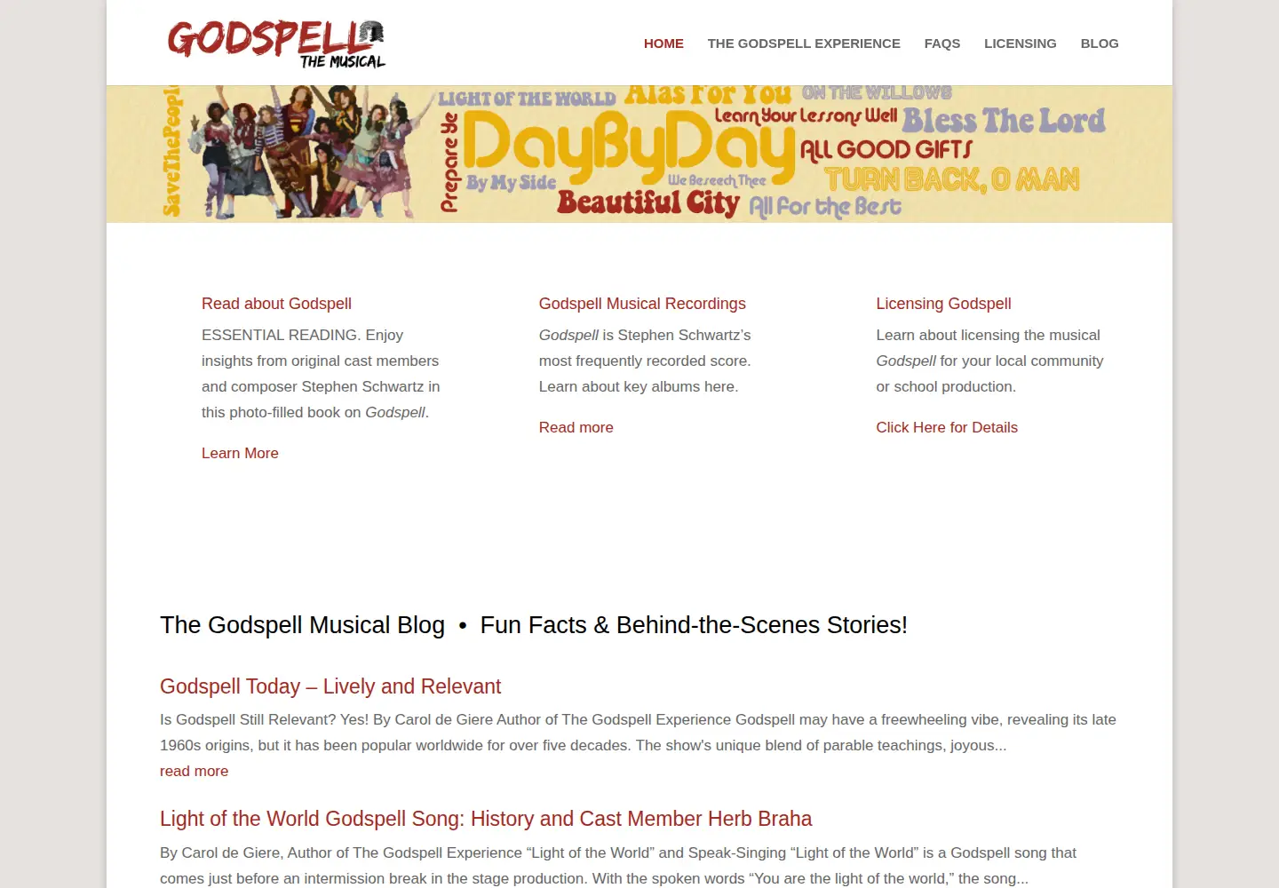 Captured homepage of godspell.com in the current scan