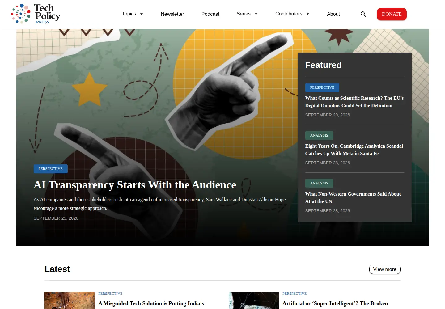 Screenshot of techpolicy.press