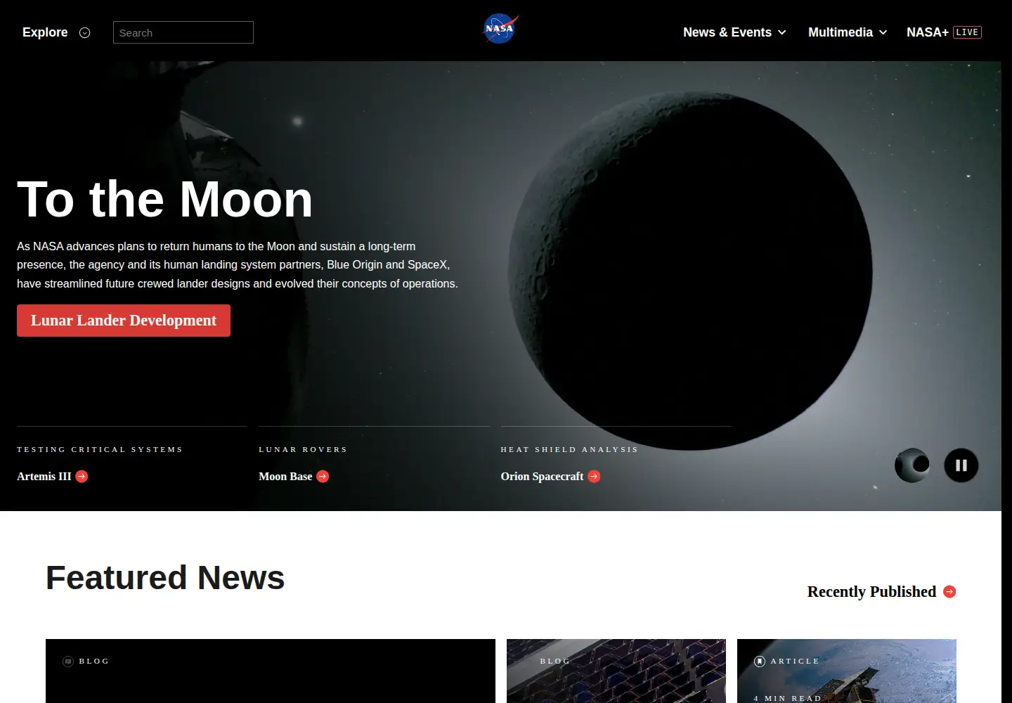 Captured homepage of nasa-usa.de in the current scan