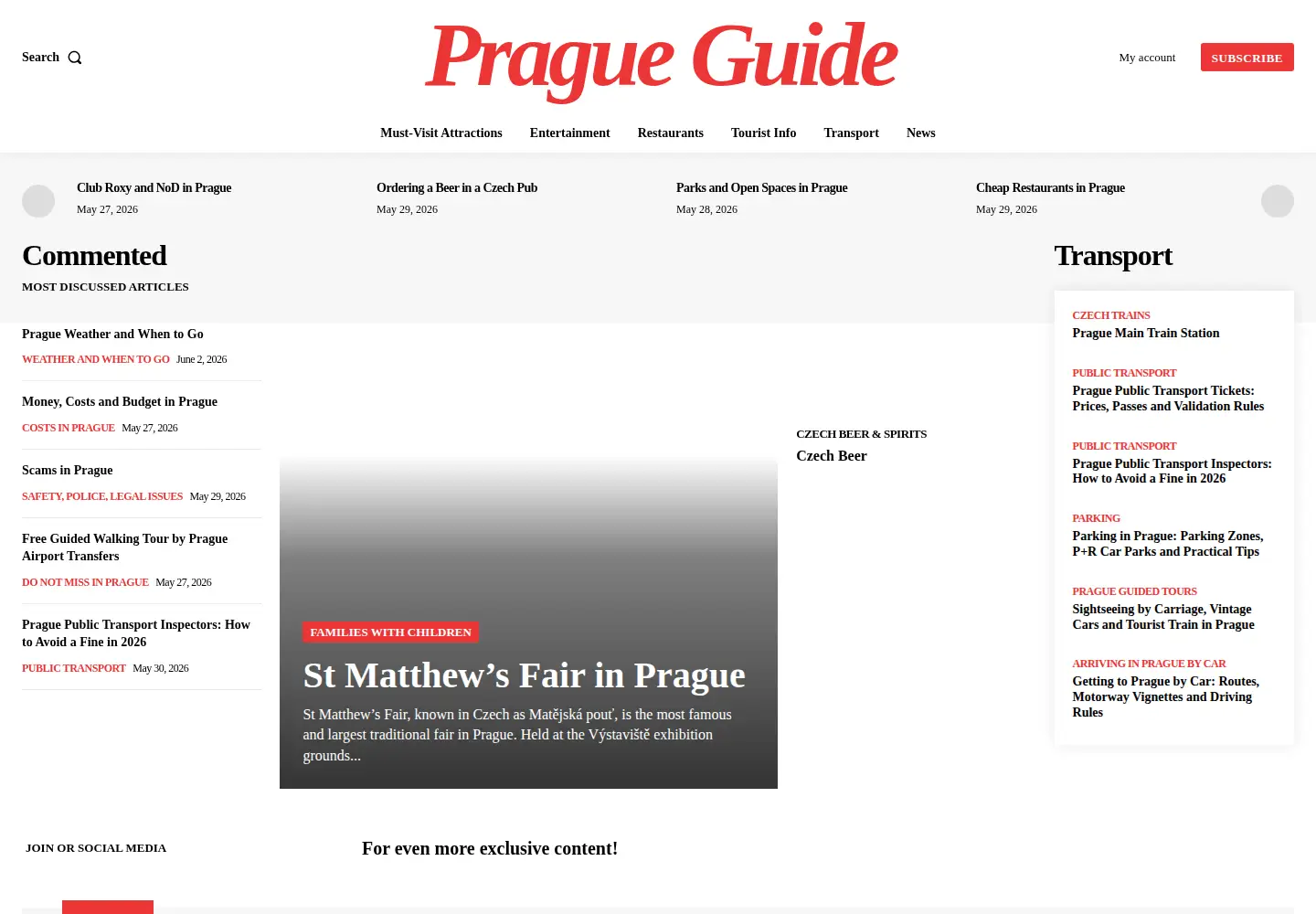 Captured homepage of prague-guide.co.uk in the current scan