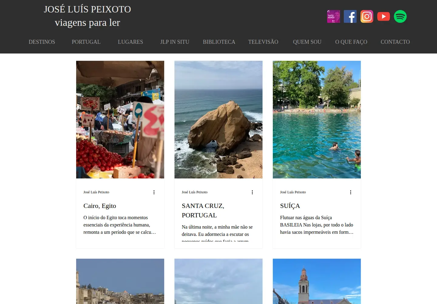 Captured homepage of joseluispeixotoemviagem.com in the current scan