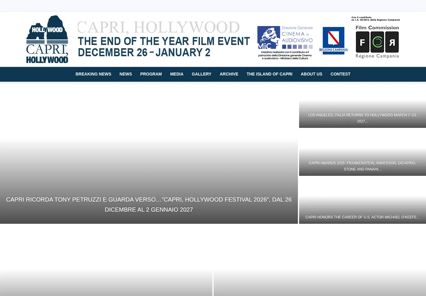 Captured homepage of caprihollywood.com in the current scan
