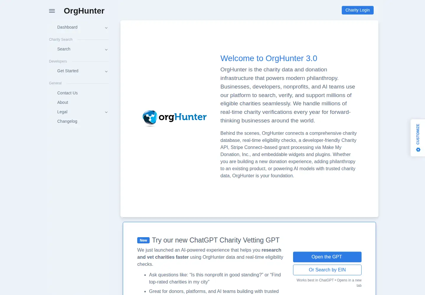 Screenshot of orghunter.com