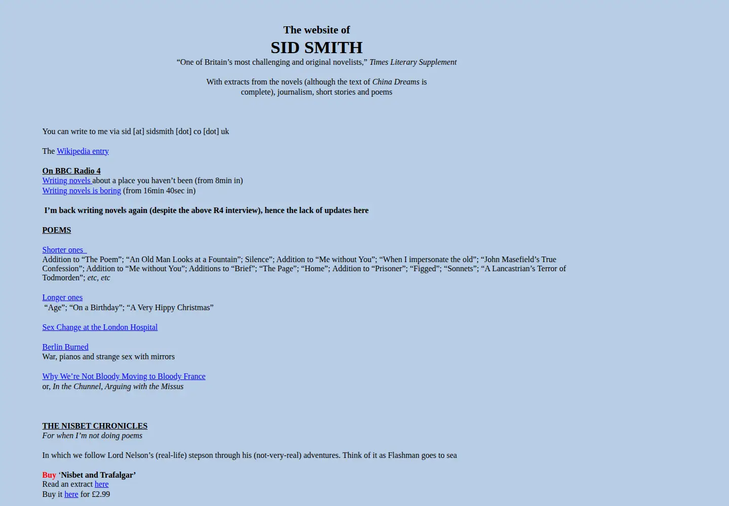 Captured homepage of sidsmith.co.uk in the current scan