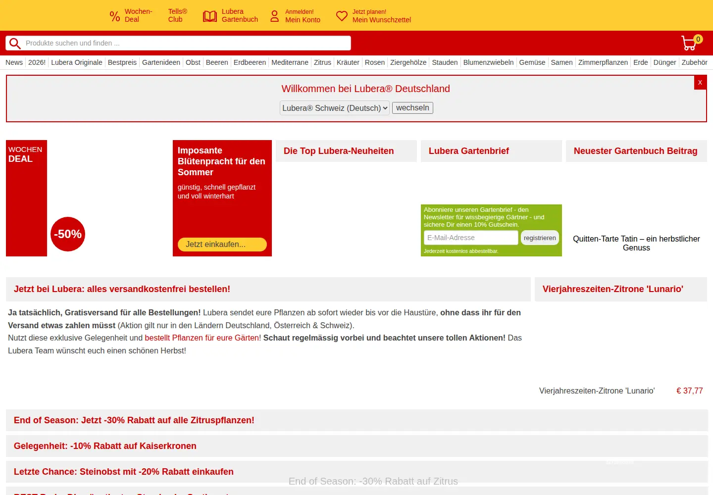 Screenshot of lubera.com