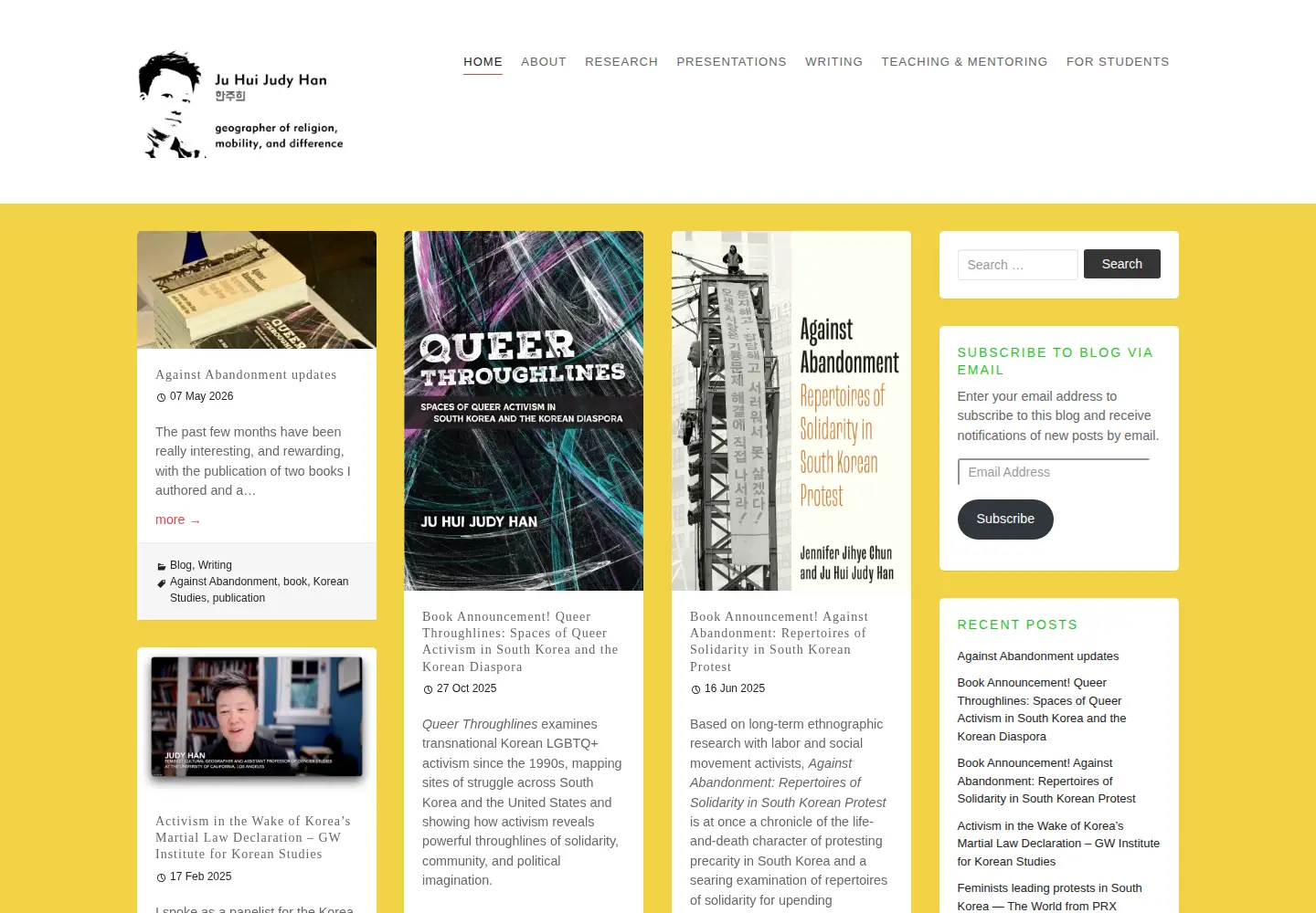 Captured homepage of judyhan.com in the current scan