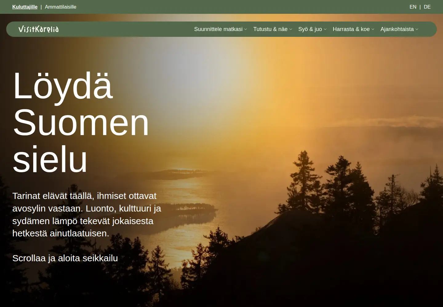 Screenshot of visitkarelia.fi