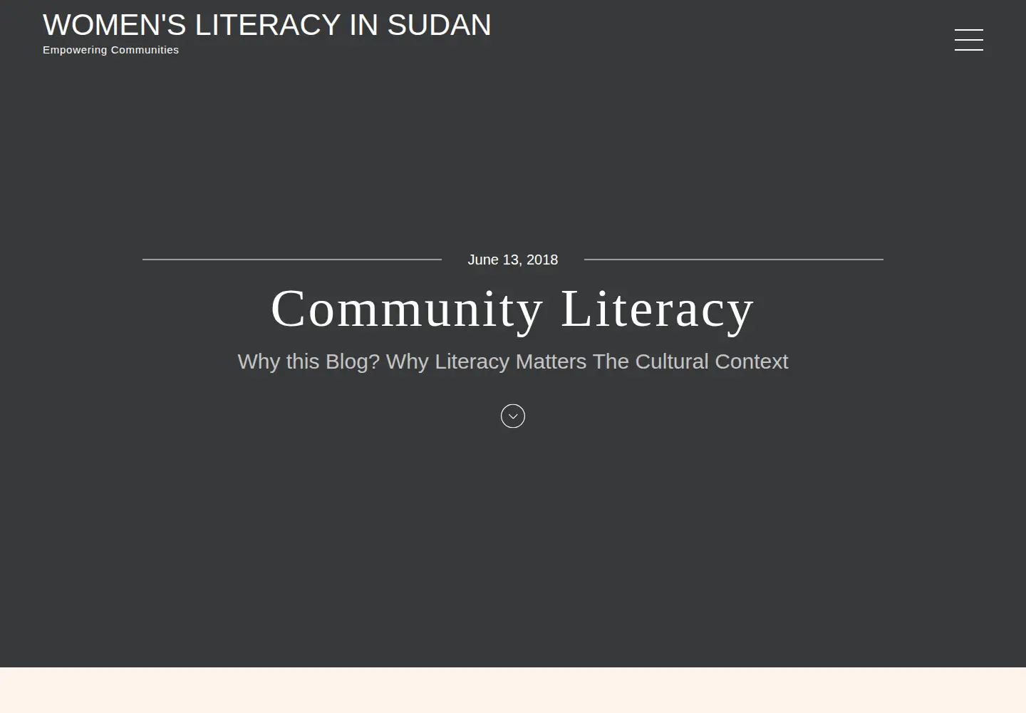 Captured homepage of womensliteracysudan.blog in the current scan