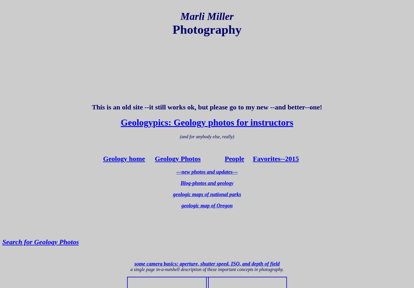 Captured homepage of marlimillerphoto.com in the current scan