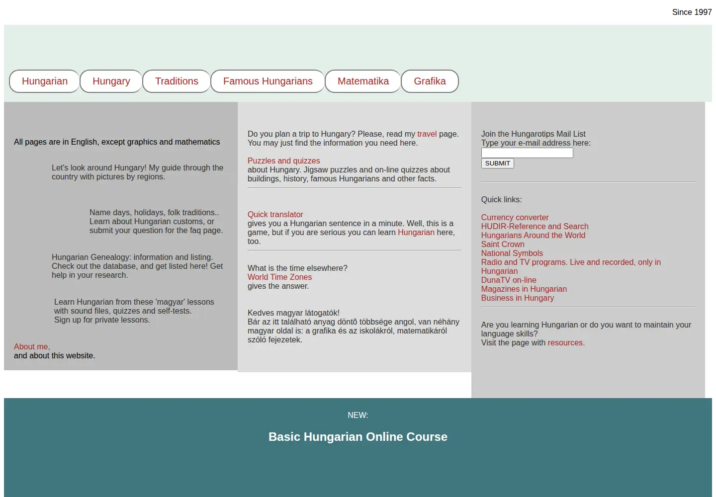 Captured homepage of hungarotips.com in the current scan