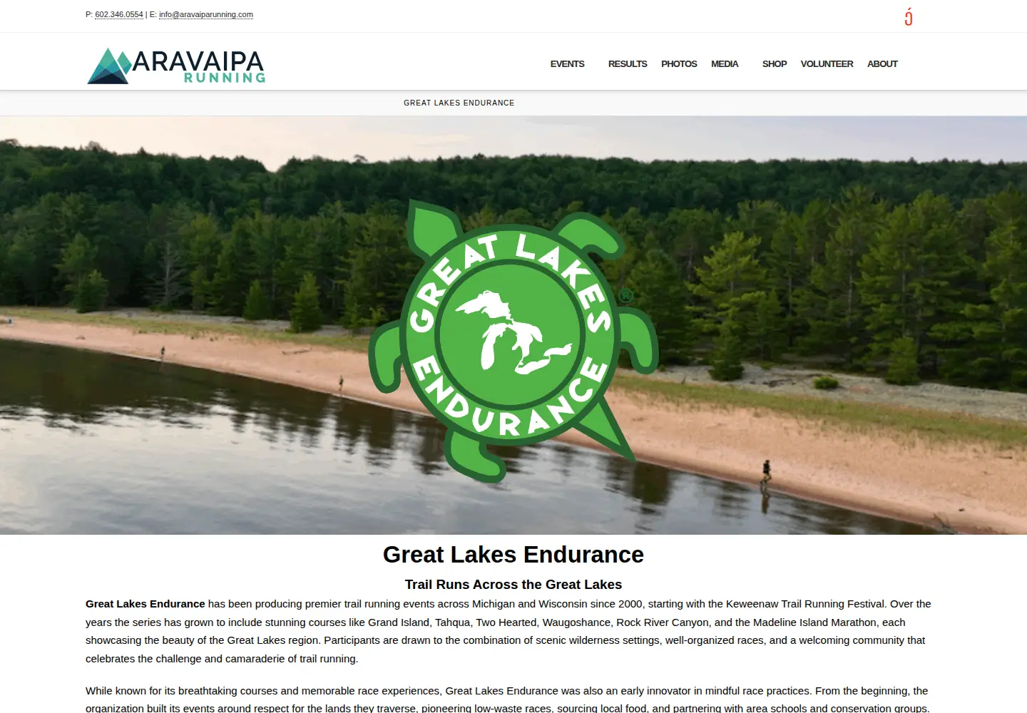 Screenshot of greatlakesendurance.com