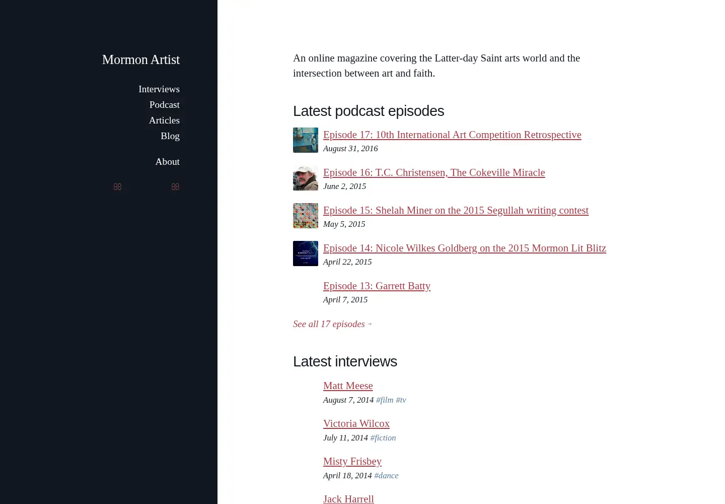 Screenshot of mormonartist.net