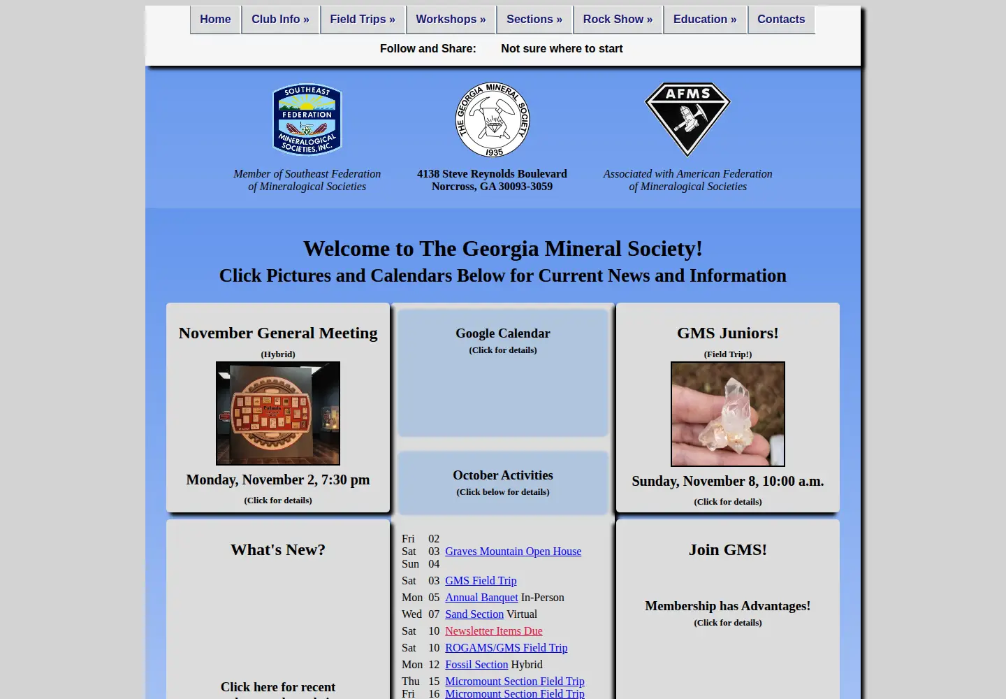 Screenshot of gamineral.org