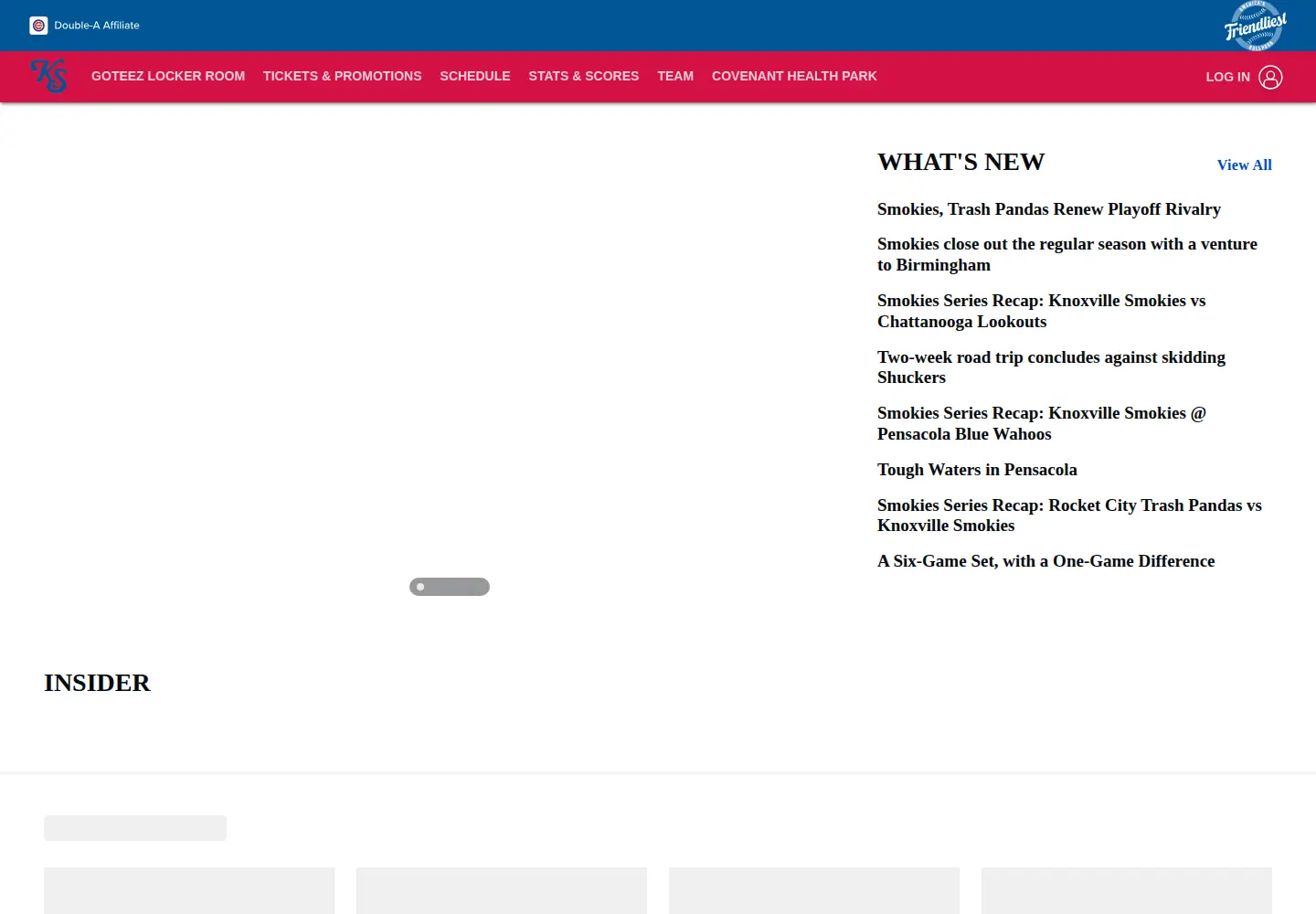 Captured homepage of smokiesbaseball.com in the current scan
