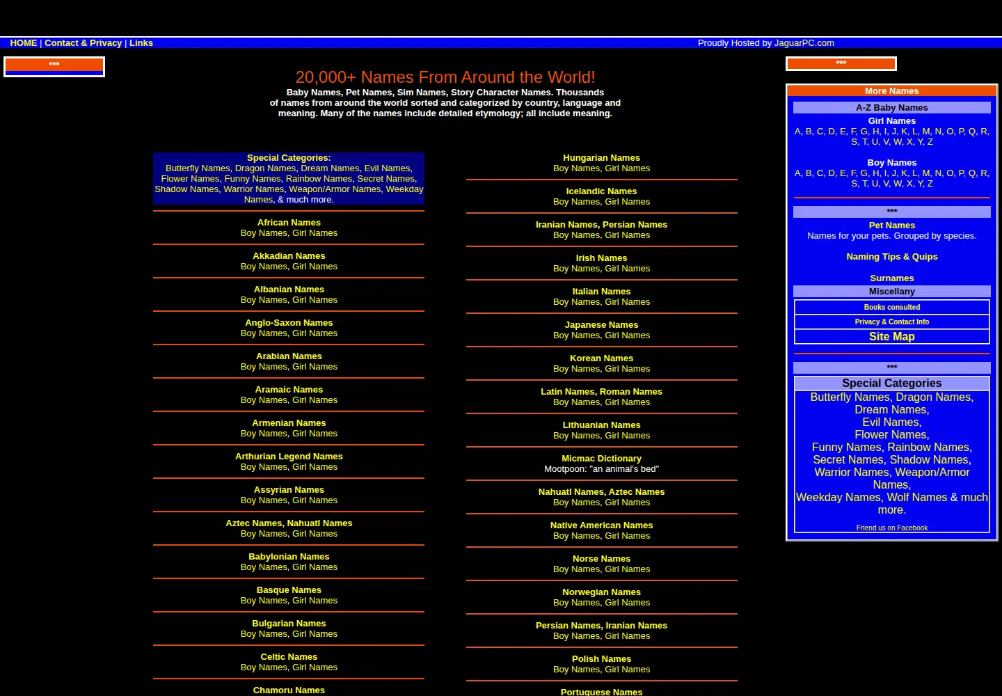 Captured homepage of 20000-names.com in the current scan