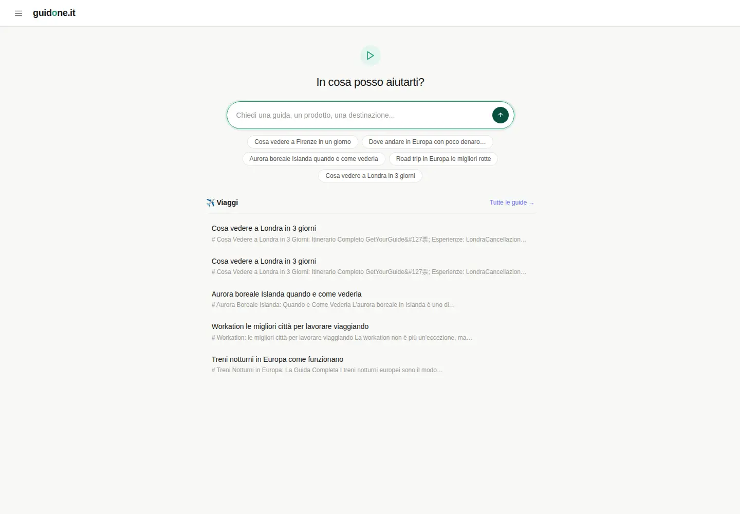 Captured homepage of guidone.it in the current scan