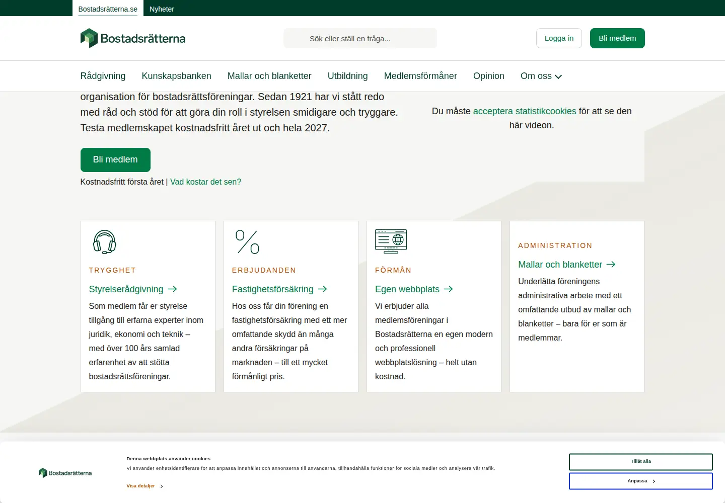 Captured homepage of bostadsratterna.se in the current scan