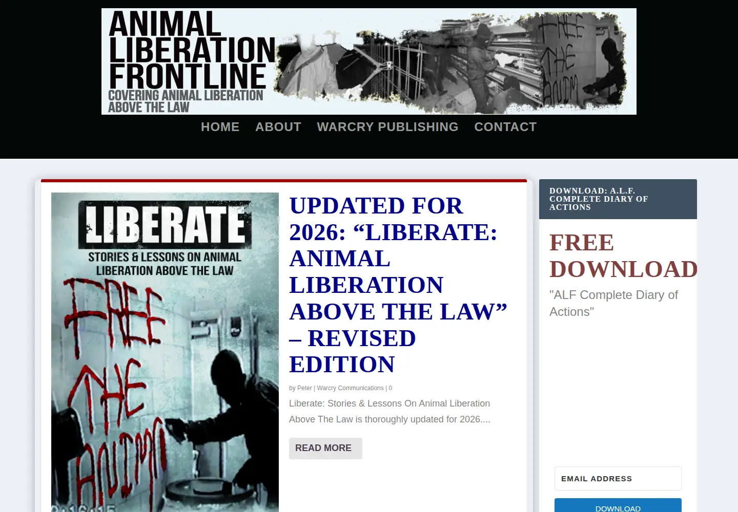 Screenshot of animalliberationfrontline.com