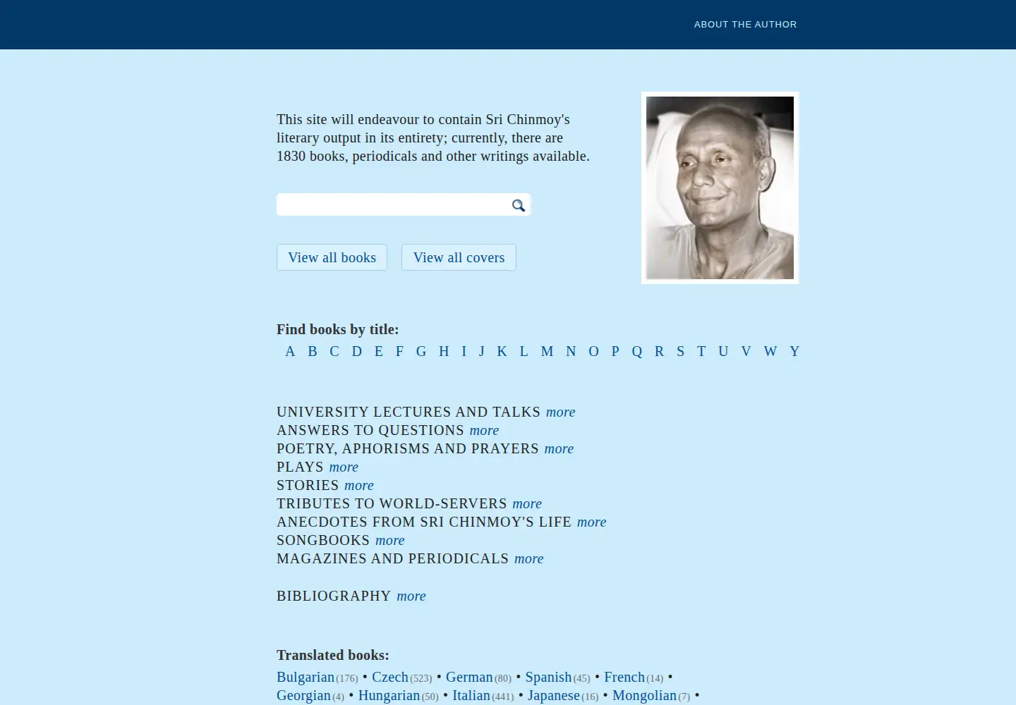 Screenshot of srichinmoylibrary.com