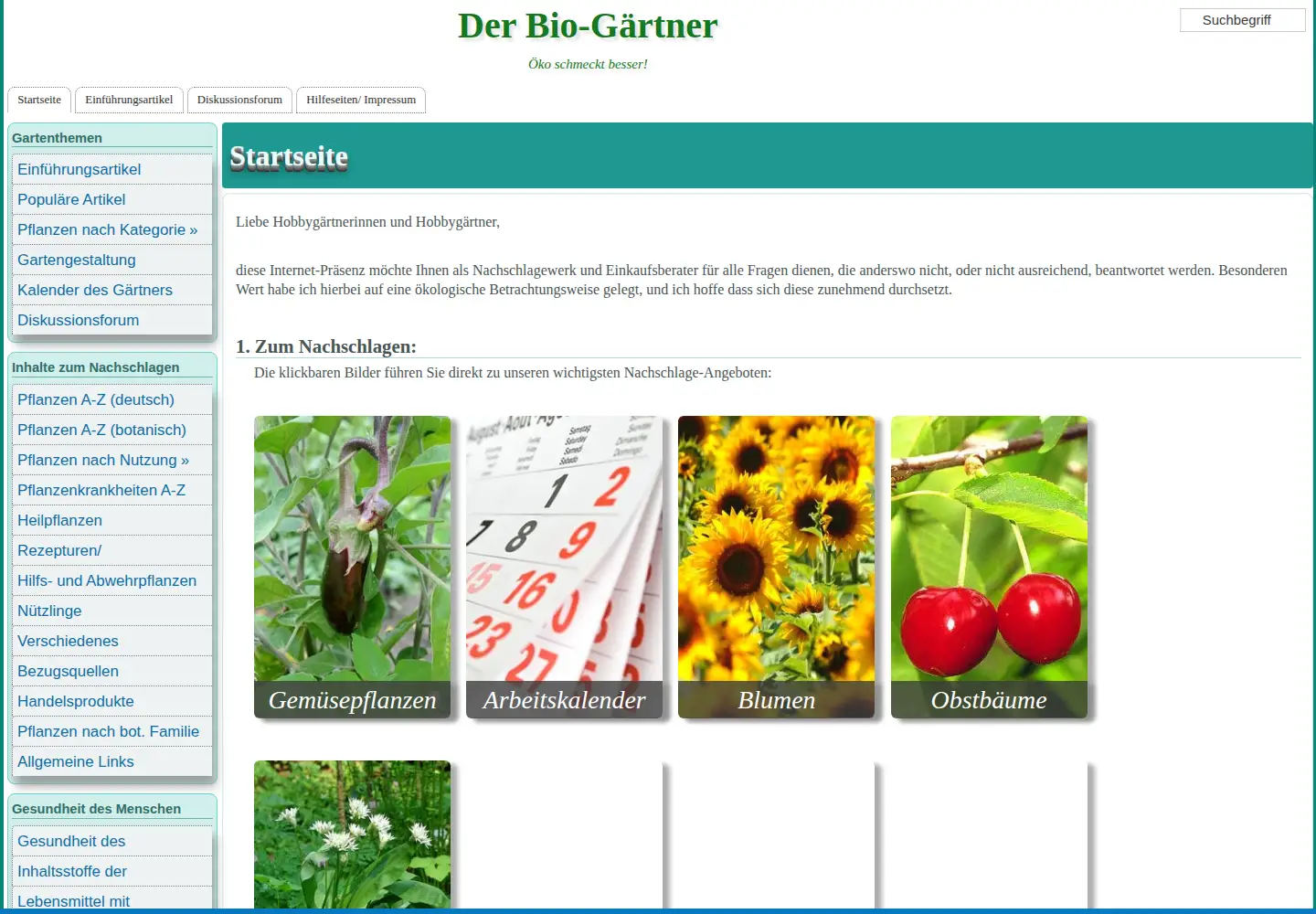 Captured homepage of bio-gaertner.de in the current scan