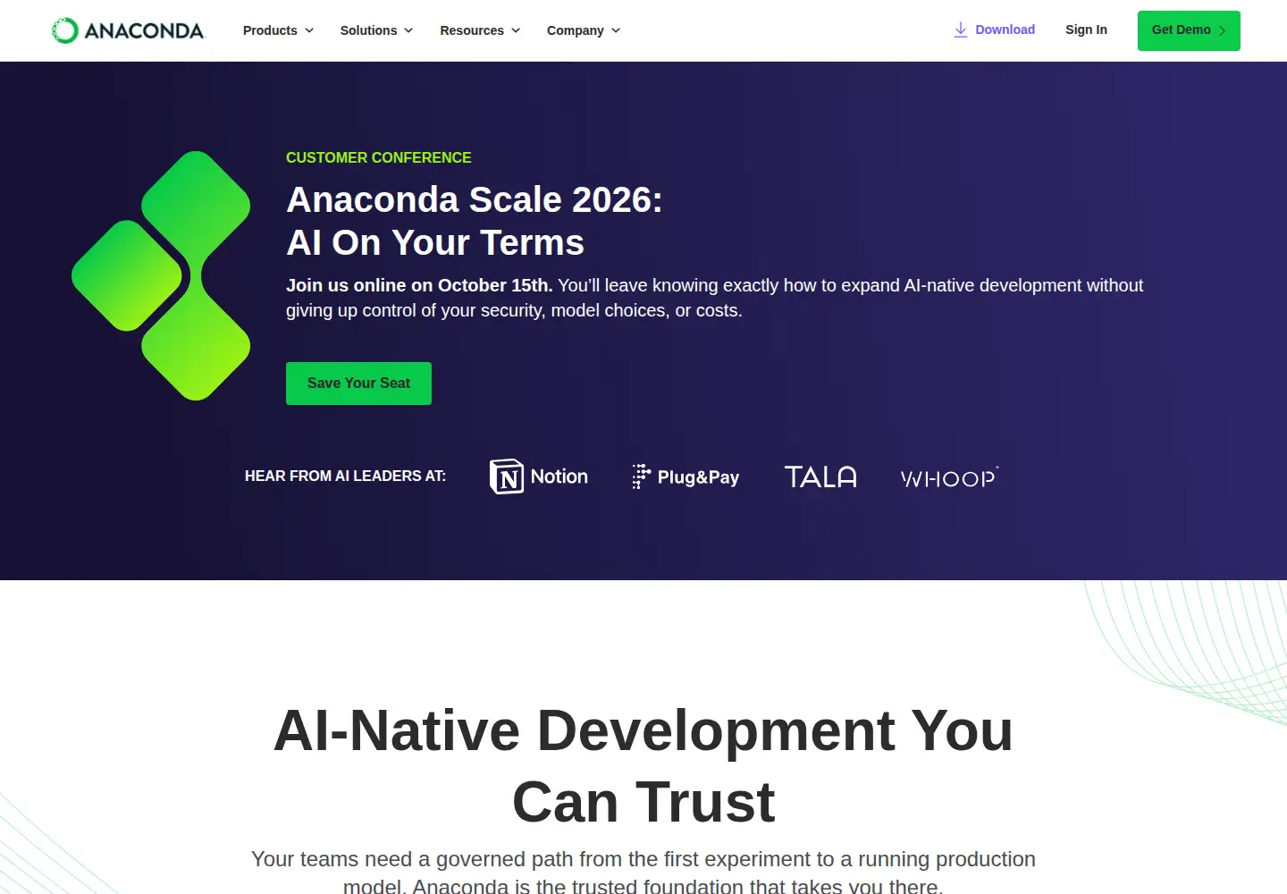 Screenshot of anaconda.com
