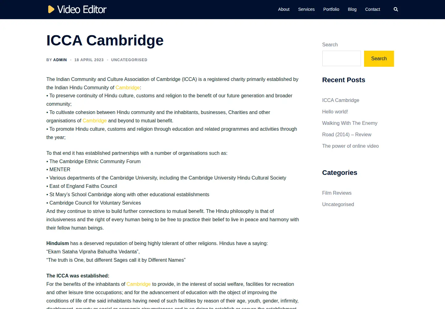 Screenshot of iccacambridge.co.uk
