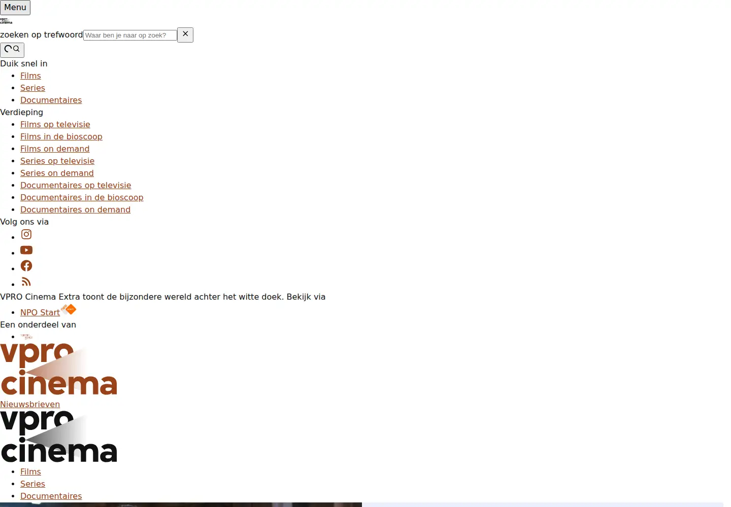 Captured homepage of cinema.nl in the current scan