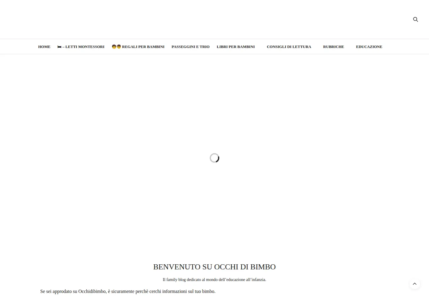 Captured homepage of occhidibimbo.com in the current scan