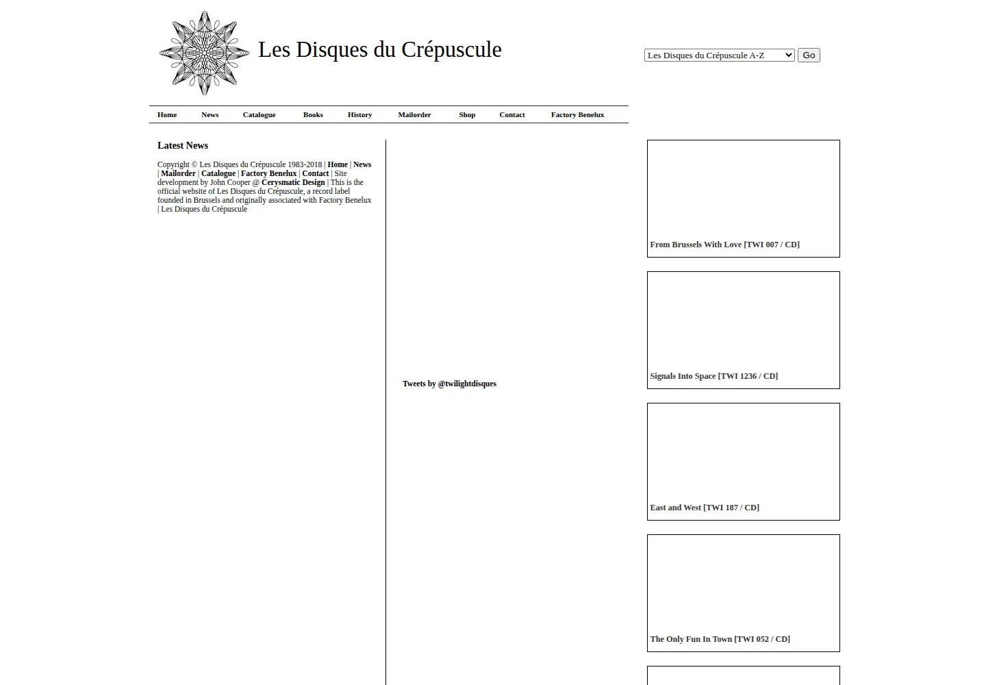 Captured homepage of lesdisquesducrepuscule.com in the current scan