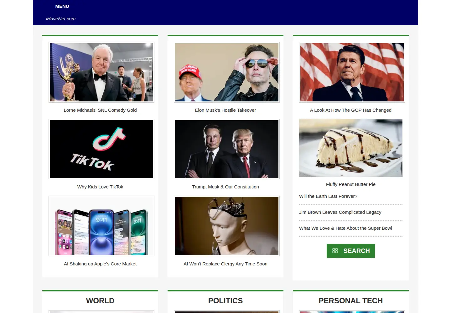 Captured homepage of ihavenet.com in the current scan
