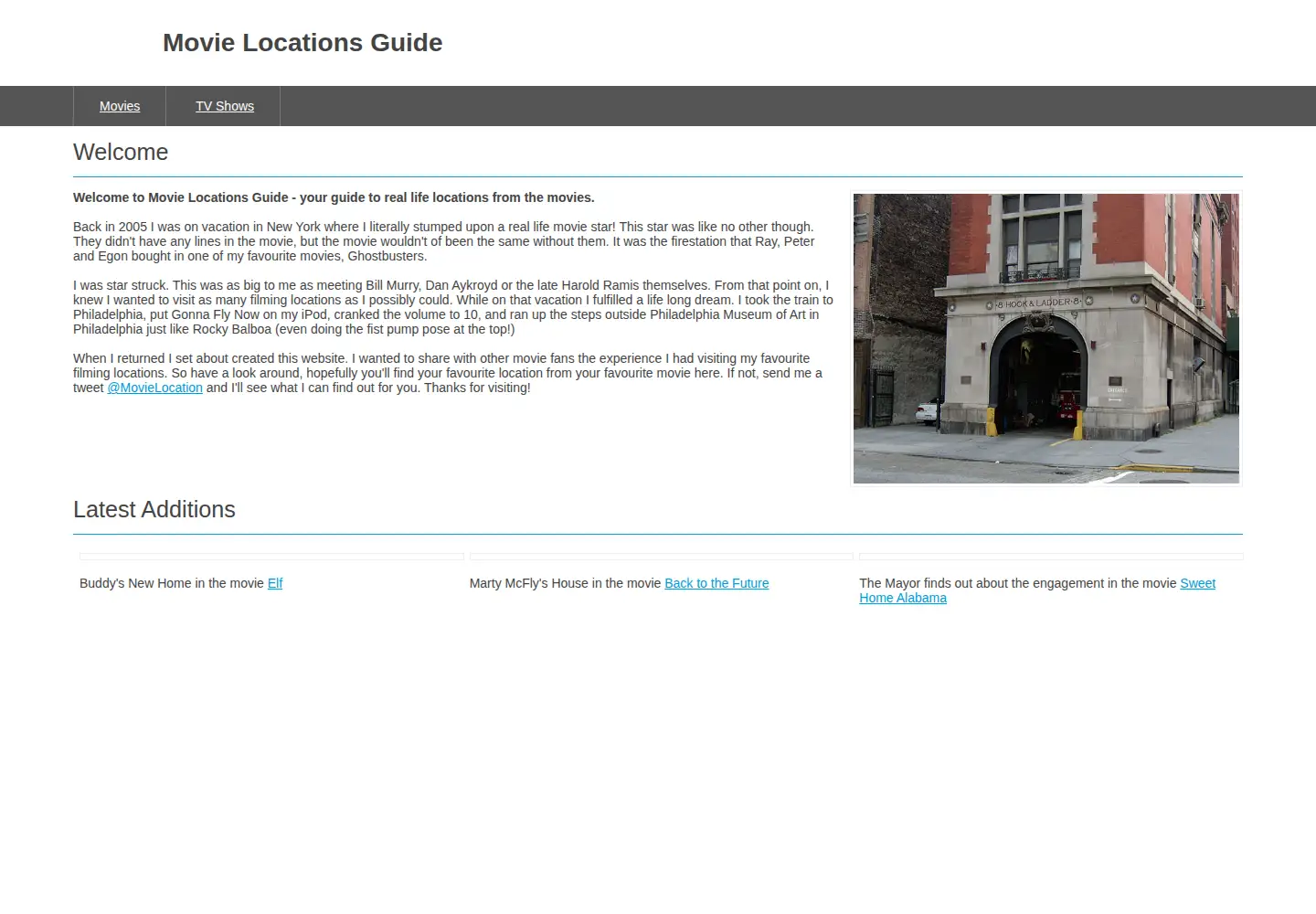 Screenshot of movielocationsguide.com