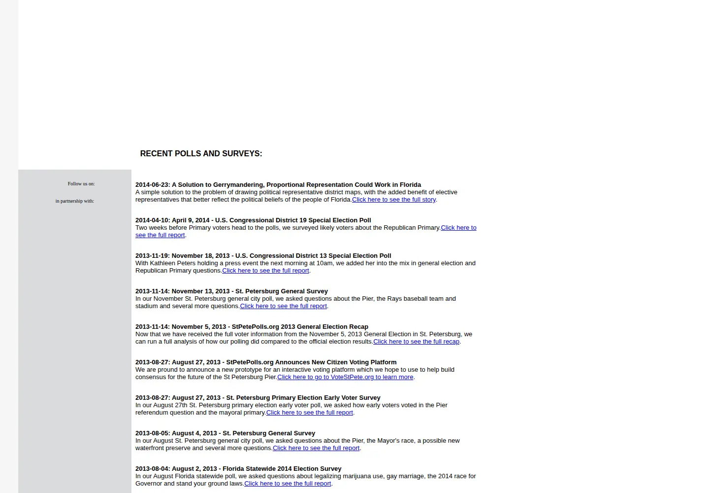 Captured homepage of stpetepolls.org in the current scan