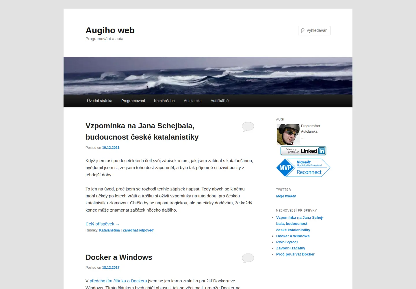 Captured homepage of augi.cz in the current scan