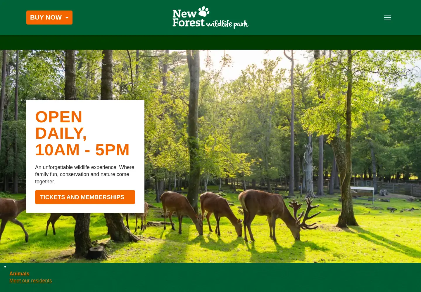 Screenshot of newforestwildlifepark.co.uk