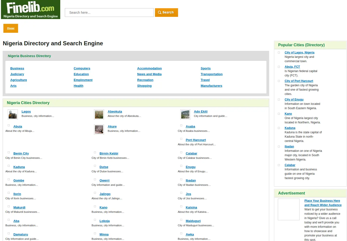 Captured homepage of finelib.com in the current scan