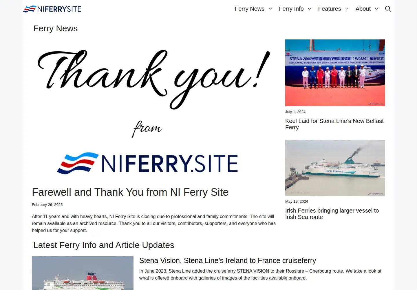 Screenshot of niferry.co.uk