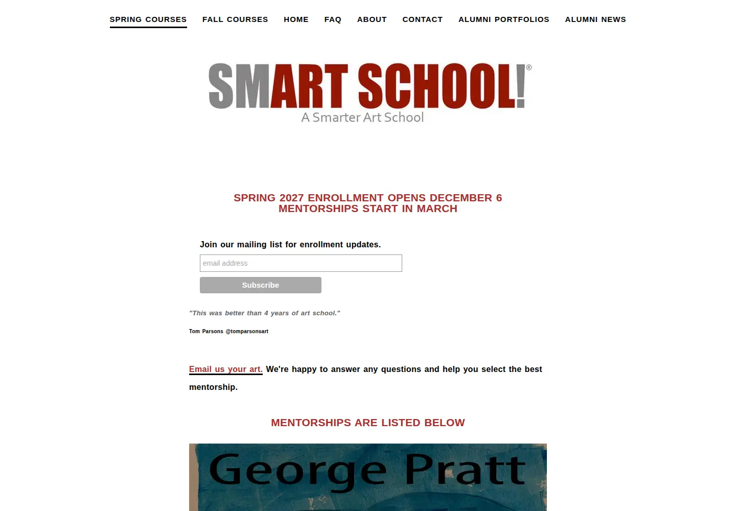 Screenshot of smarterartschool.com